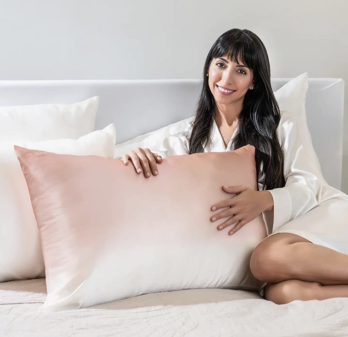 King-Sized Rose Gold Ombre Silk Pillowcase
