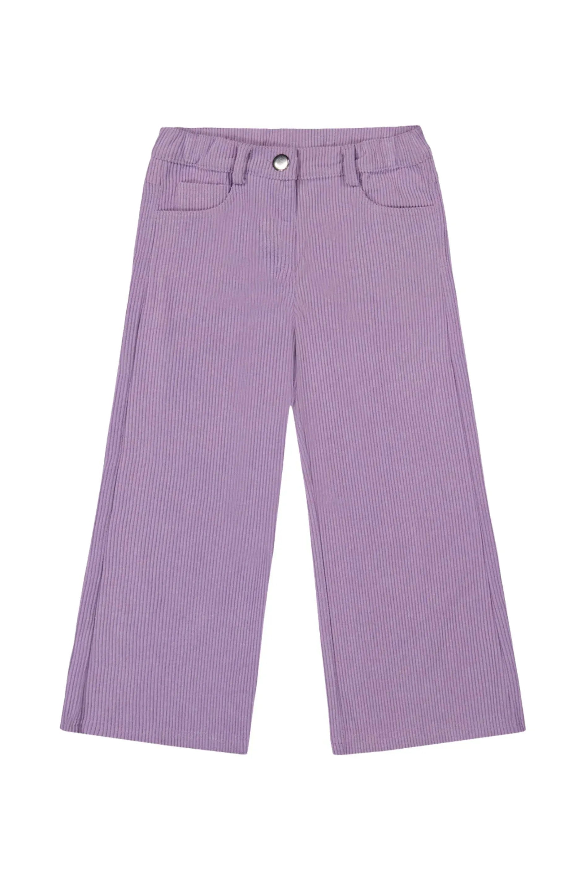 Deux Par Deux Stretch Corduroy Wide Leg Pant in Lavender - Little Miss Muffin Children & Home