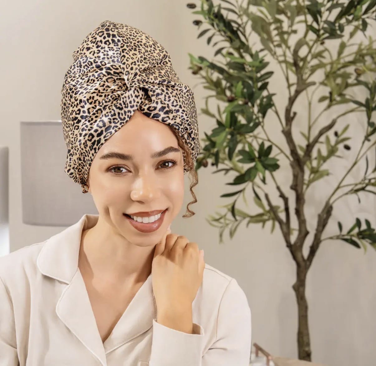 Large Leopard Blissy Silk Bonnet