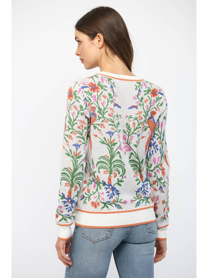 BRIGHT FLORAL KNIT SWEATER