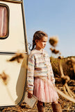 Mauve & Blue Space Dye Stripe Knitted Cardigan