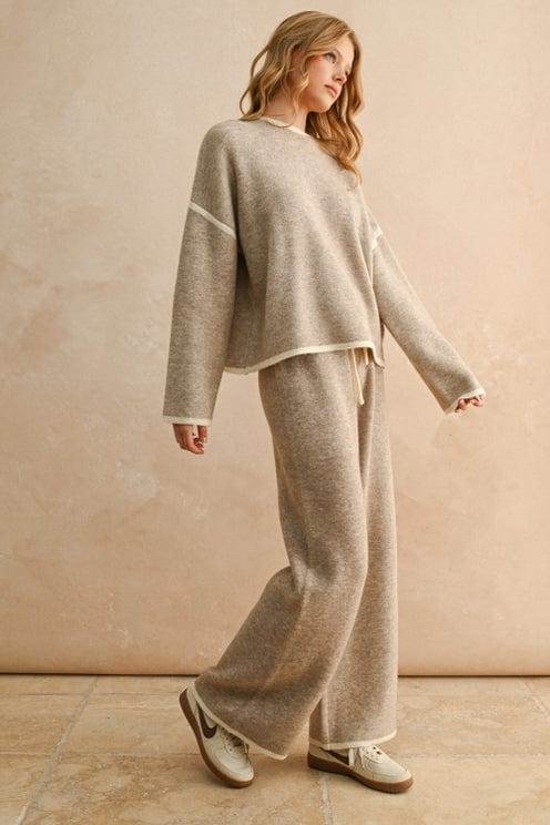 Mocha High Neck Long Sleeve Sweater Top