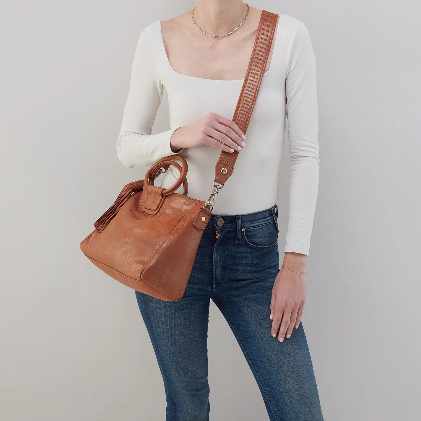 Hobo Hobo Sheila Medium Satchel with Stitch Detail in Metallic Leather - Little Miss Muffin Children & Home