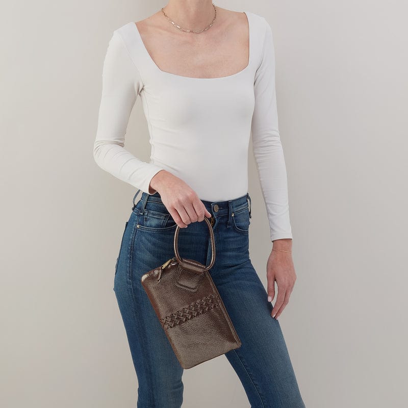 Hobo Hobo Sable Wristlet In Metallic Leather in Coffee Galaxy - Little Miss Muffin Children & Home