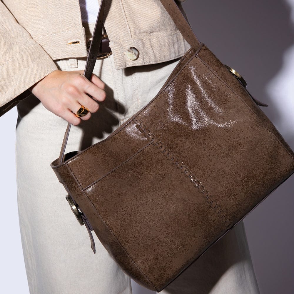 Hobo Render Shoulder Bag Buffed Leather - Mocha - Little Miss Muffin Children & Home