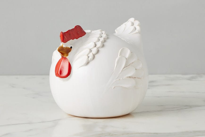 White ceramic chicken-shaped container 