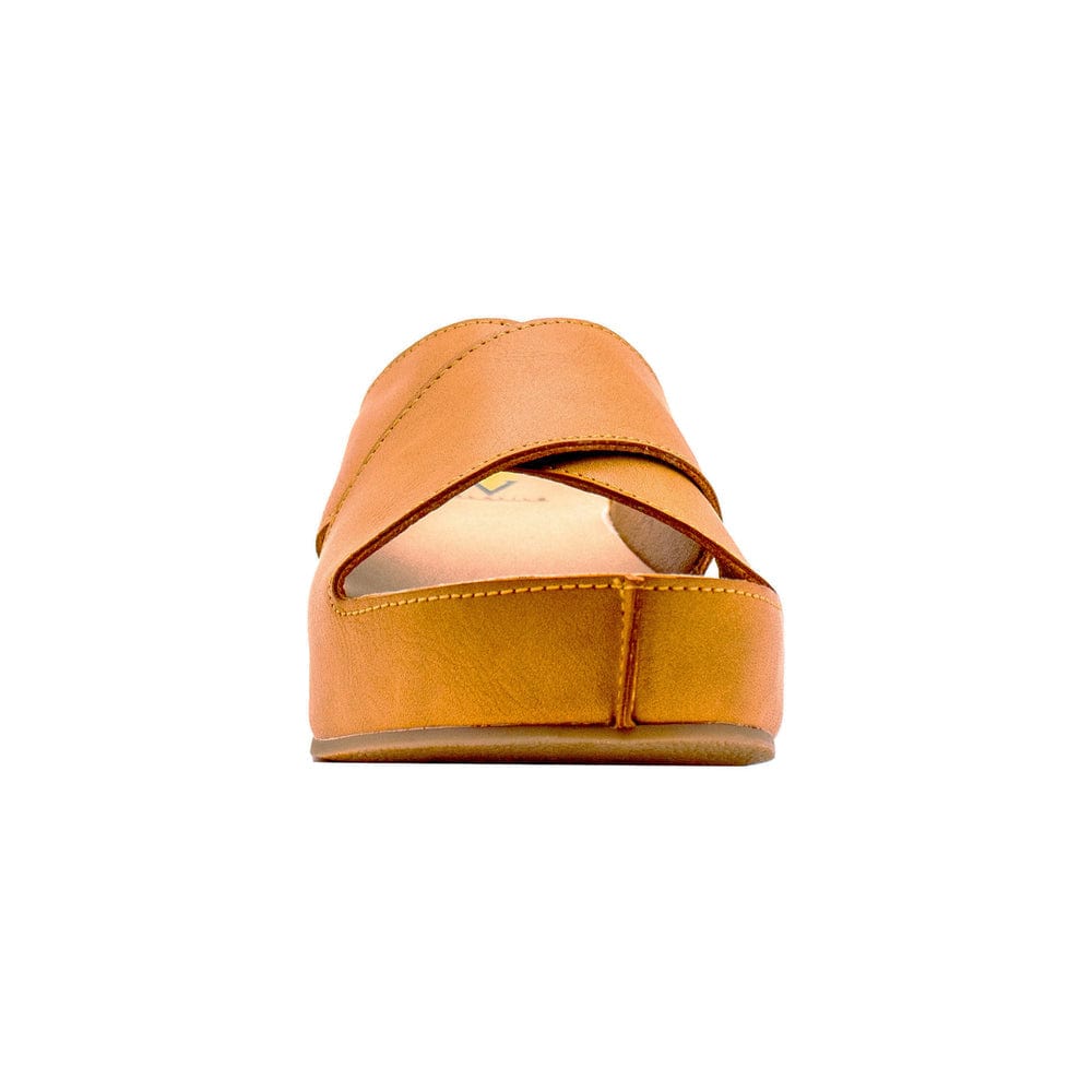 Volatile Volatile Edith Faux Leather Criss-Cross Slide Sandal in Tan - Little Miss Muffin Children & Home