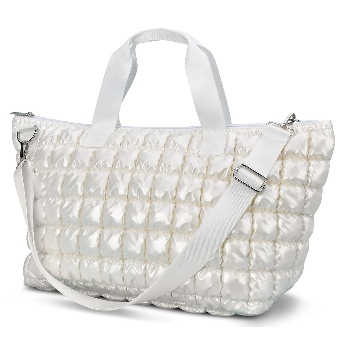 iScream Pearl White Shiny Puffer Overnight Bag - Little Miss Muffin Children & Home