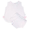 Pink Knit Pinstripe Diaper Set with Bow