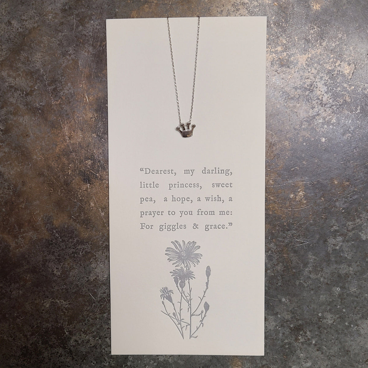 Katie Peak Katie Peak "Giggles & Grace" Silver Crown Charm Necklace - Little Miss Muffin Children & Home