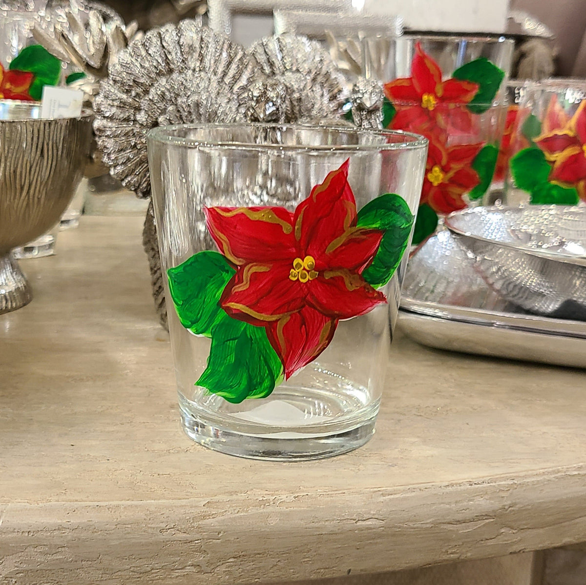 Michelle's Art Box Michelle's Art Box Poinsettia Glassware Collection - Little Miss Muffin Children & Home