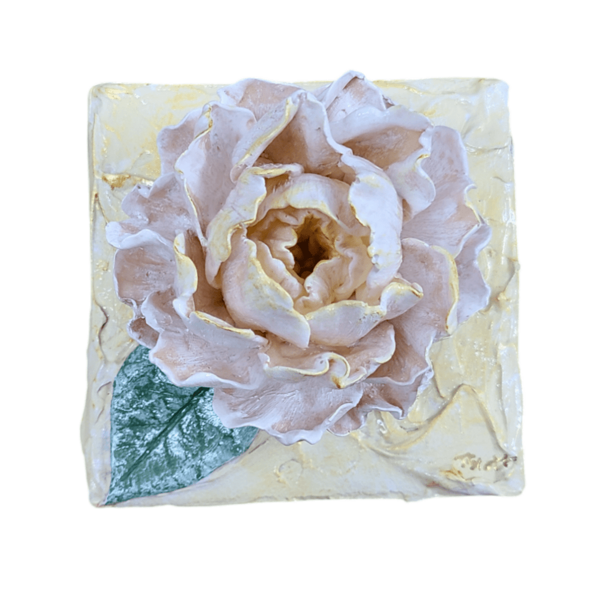 TamScottArt TamScottArt 4x4 Clay Peony Artwork, White - Little Miss Muffin Children & Home
