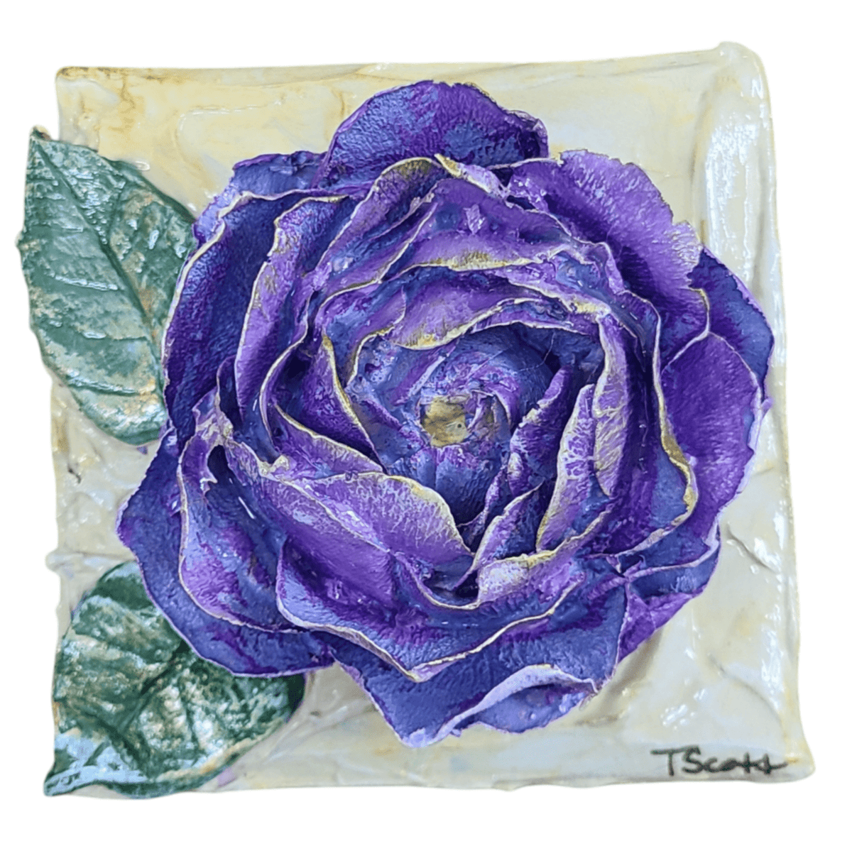 TamScottArt TamScottArt 4x4 Clay Rose Artwork, Purple - Little Miss Muffin Children & Home