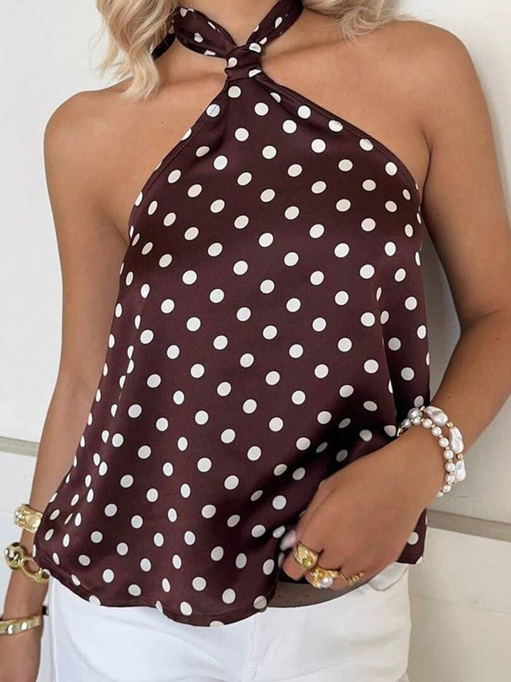 Polka Dot Halter Neck Top