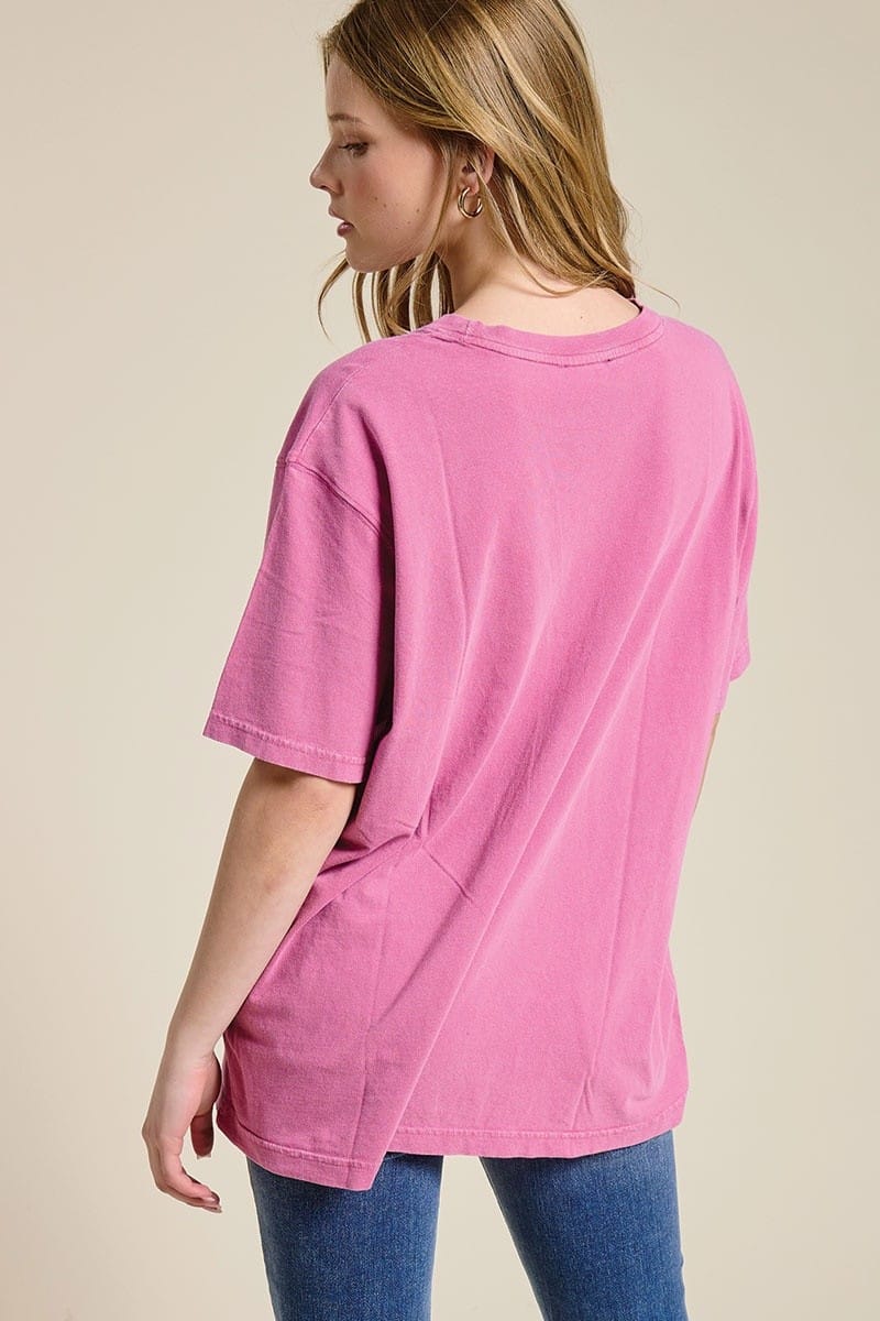 Puff Embroidered Lace Pray Tee in Pink