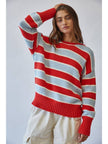 Red Combo Stripe Sweater