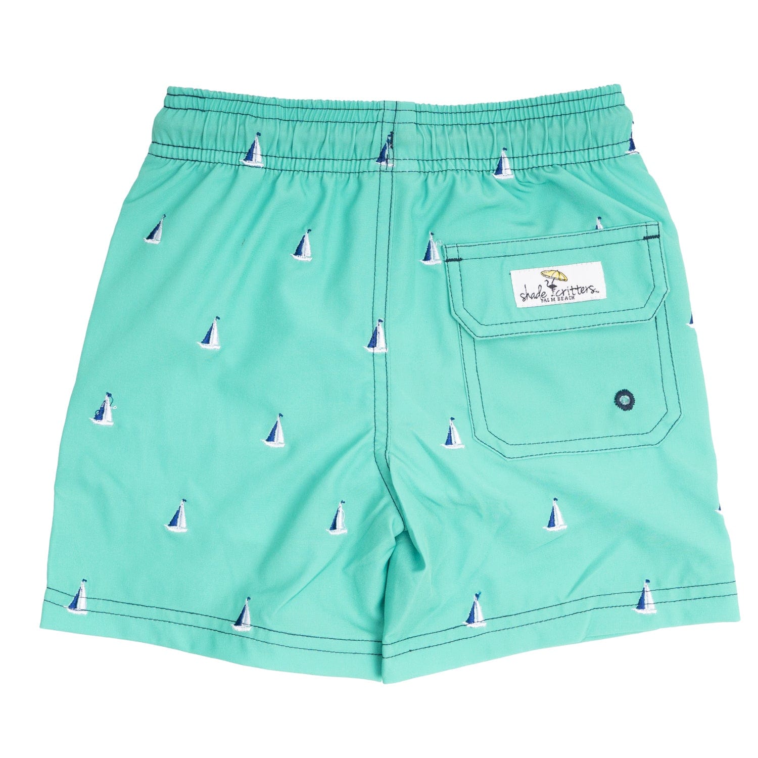 Shade Critters Shade Critters Boys Trunks - H2O & Embroidered - Green Sail Boats - Little Miss Muffin Children & Home