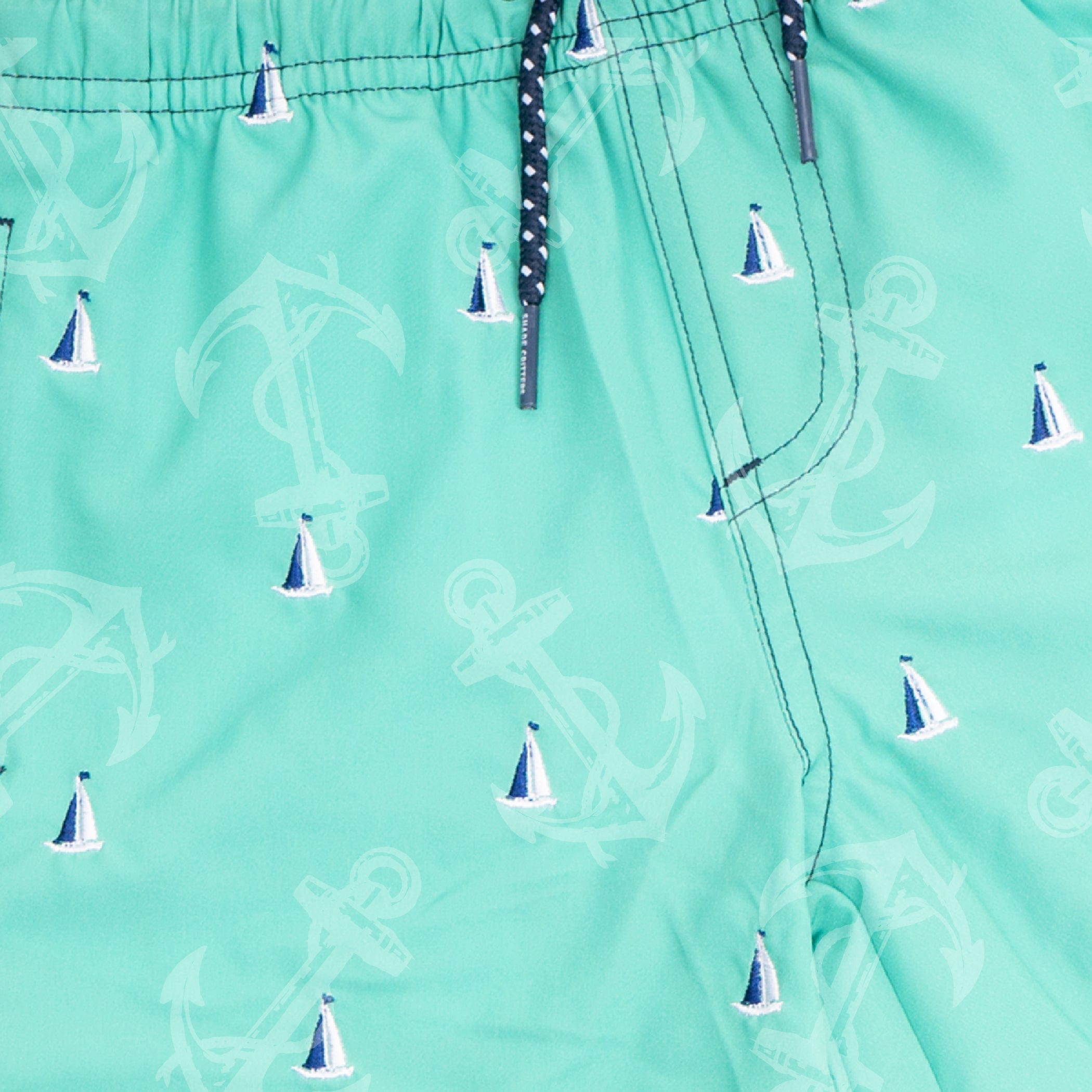 Shade Critters Shade Critters Boys Trunks - H2O & Embroidered - Green Sail Boats - Little Miss Muffin Children & Home
