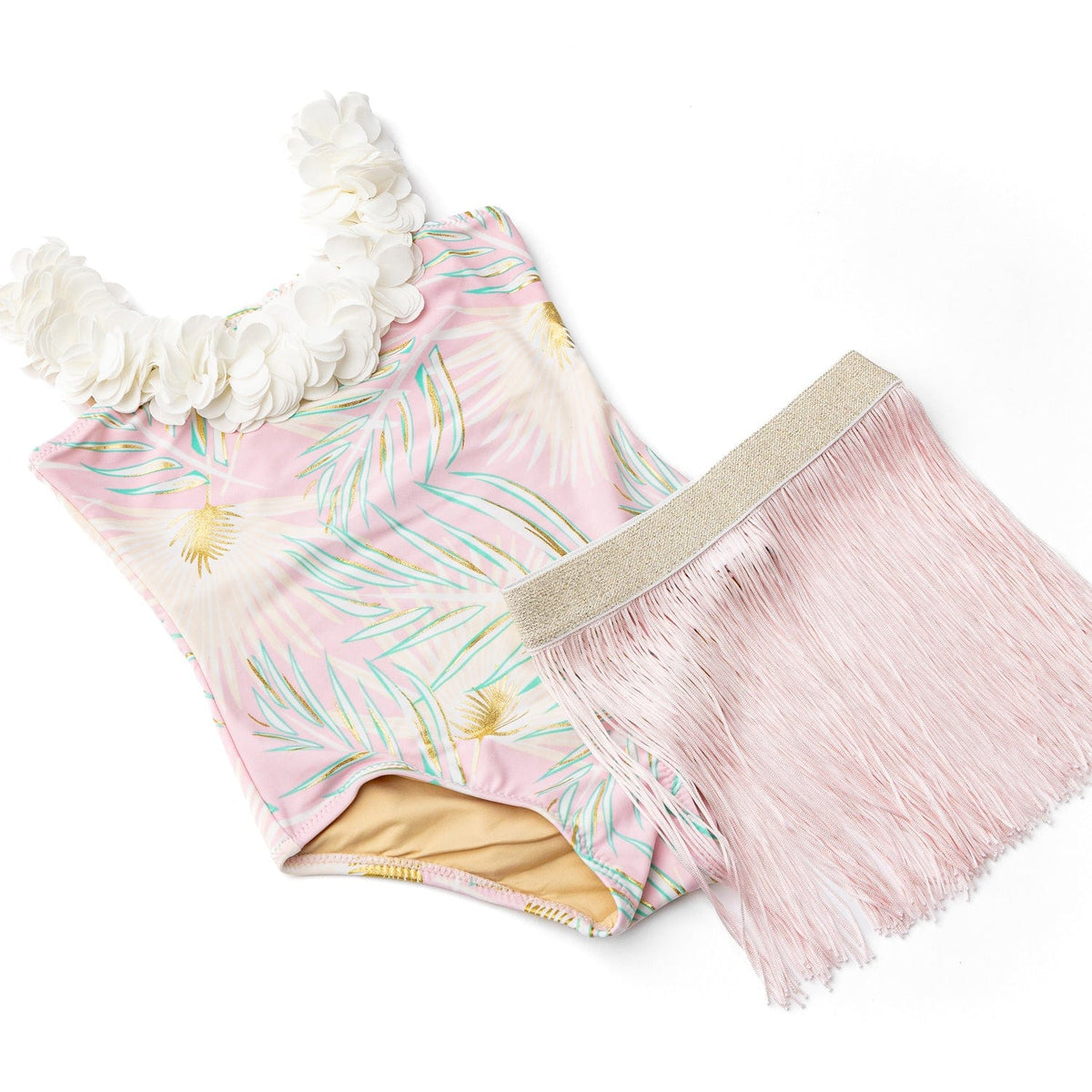 Shade Critters Shade Critters Metallic Girls Hula One Piece & Skirt Swim - Pink & Green - Little Miss Muffin Children & Home