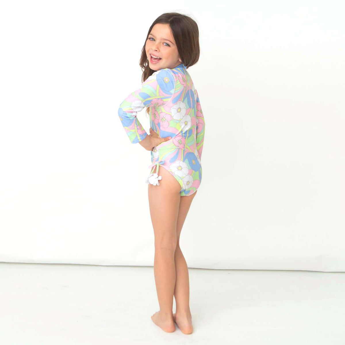 Shade Critters Shade Critters Groovy Daisy Swirl Girls One Piece Long Sleeve Swimsuit - Little Miss Muffin Children & Home