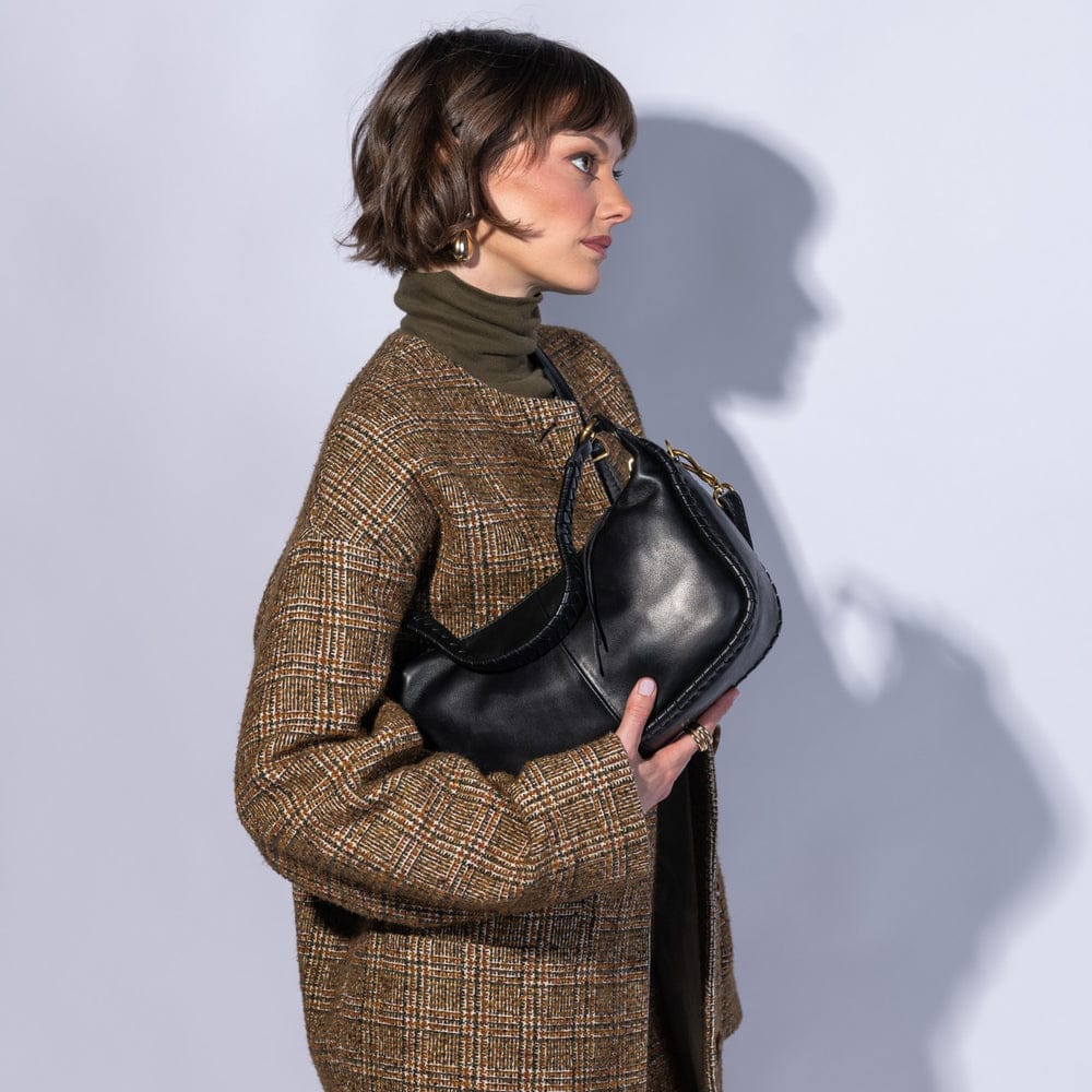 Hobo Large Mia Crescent Hobo Smooth Leather - Black - Little Miss Muffin Children & Home