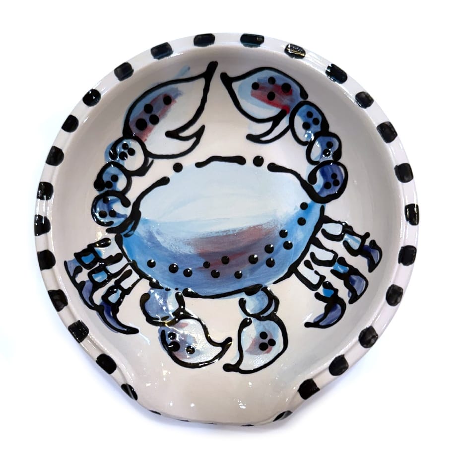 Magnolia Creative Co Summer Seafood Spoon Rest, hand-painted blue crab