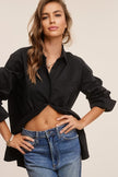 La Miel La Miel Button Down Poplin Shirt in Midnight - Little Miss Muffin Children & Home