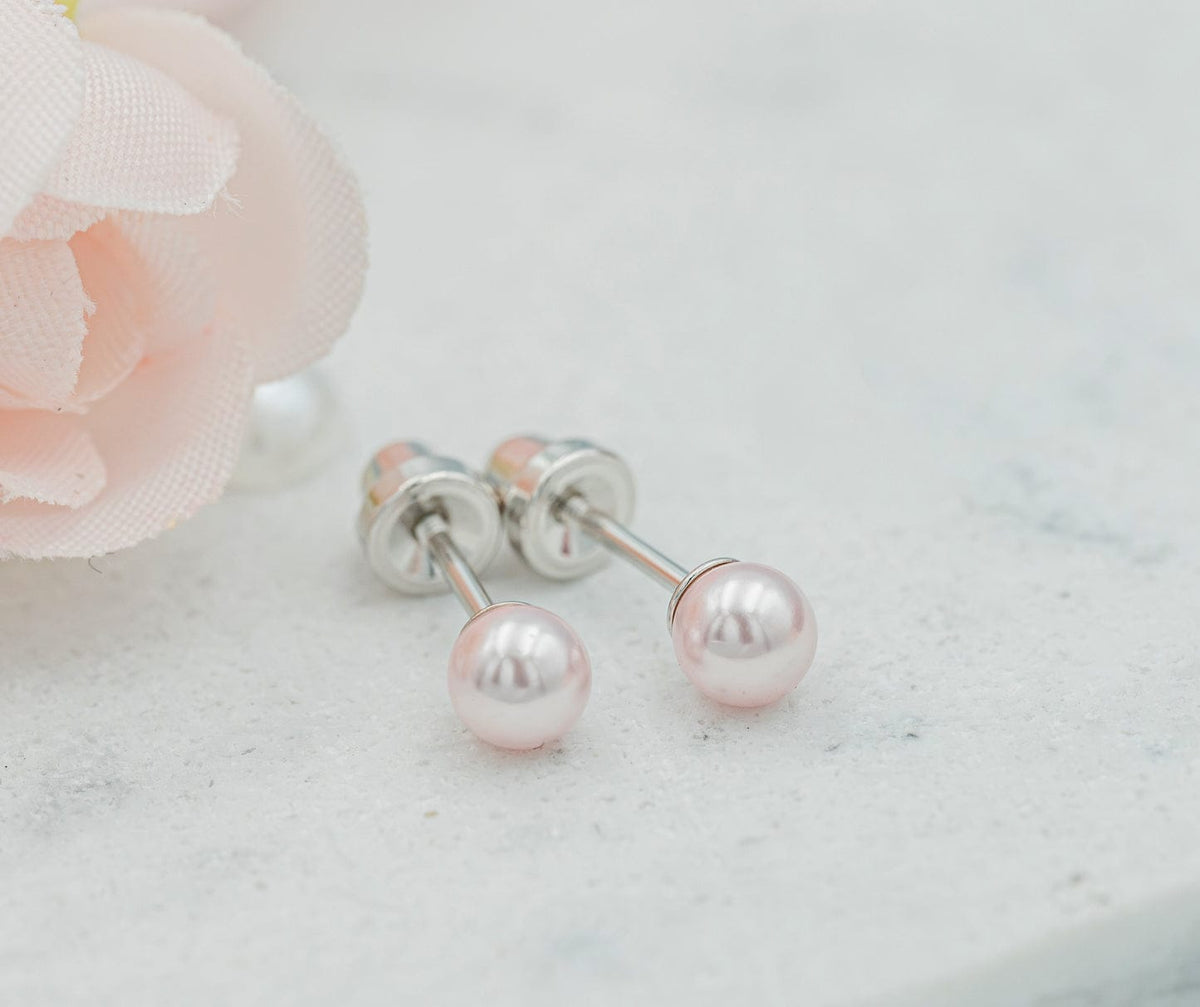 Cherished Moments Sterling Silver Screw-Back Pink Pearl Earrings - Little Miss Muffin Children & Home