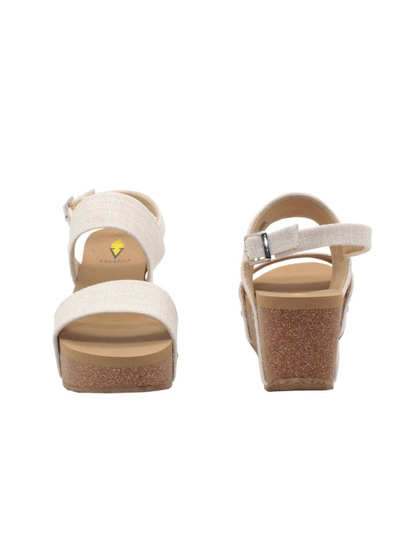Volatile Volatile Summerlove Linen Strap Wedge Sandal in Bone Linen - Little Miss Muffin Children & Home