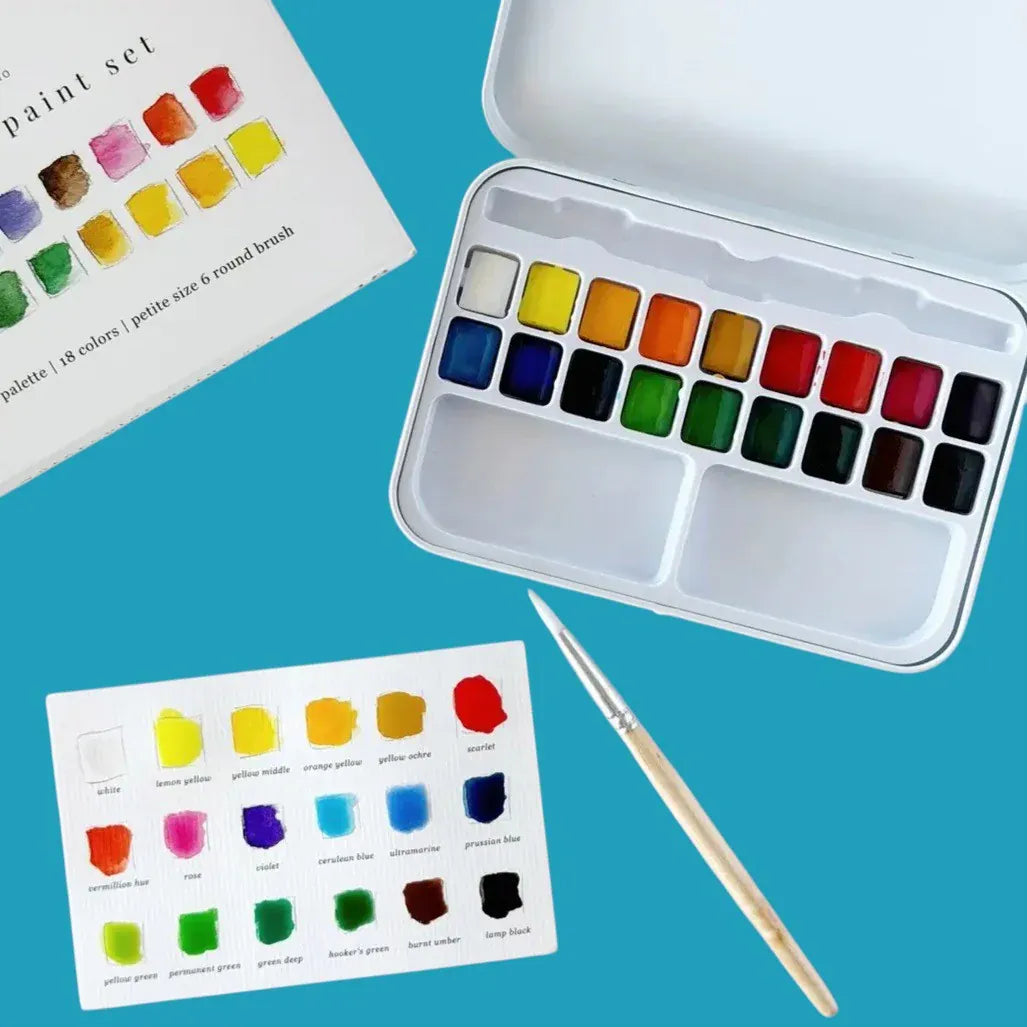 Emily Lex Studio Watercolor Paint Set, 18 Colors with Brush - Little Miss Muffin Children & Home