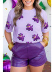 Sequin Bead Dog Short Sleeve Top