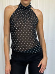 Sheer Polka Dot Halter Neck Top