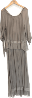 Oro Bonito Oro Bonito Off Shoulder Sequin Trim Maxi Dress - Little Miss Muffin Children & Home