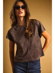 Miou Muse Suede Cap Sleeve Boxy Crop Top, 3 Colors Available - Little Miss Muffin Children & Home