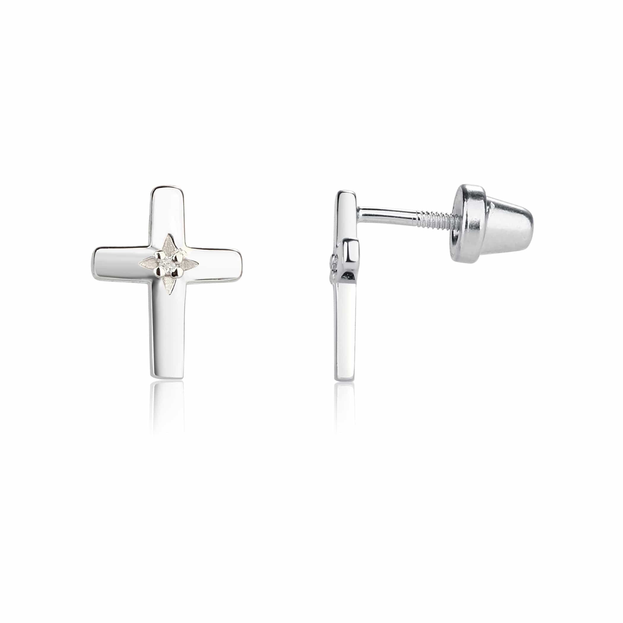 Cherished Moments Cherished Moments Sterling Silver Diamond Cross Earrings - Little Miss Muffin Children & Home