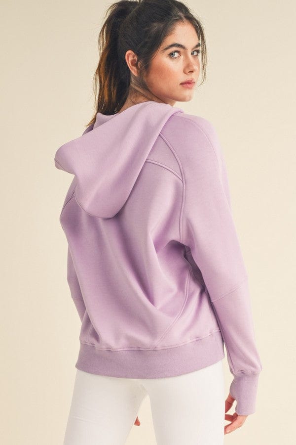 Yelete Yelete Scuba Quarter-Zip Hoodie in Light Purple - Little Miss Muffin Children & Home