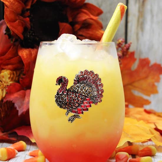 Sparkle bedazzle turkey wine glass 
