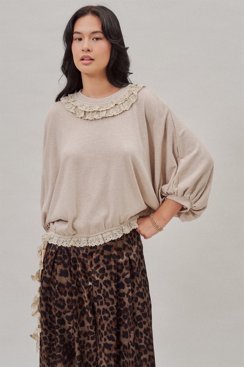 Urban Daizy Crochet Trim Dolman Knit Top with Lace Hem, 2 Available Colors - Little Miss Muffin Children & Home