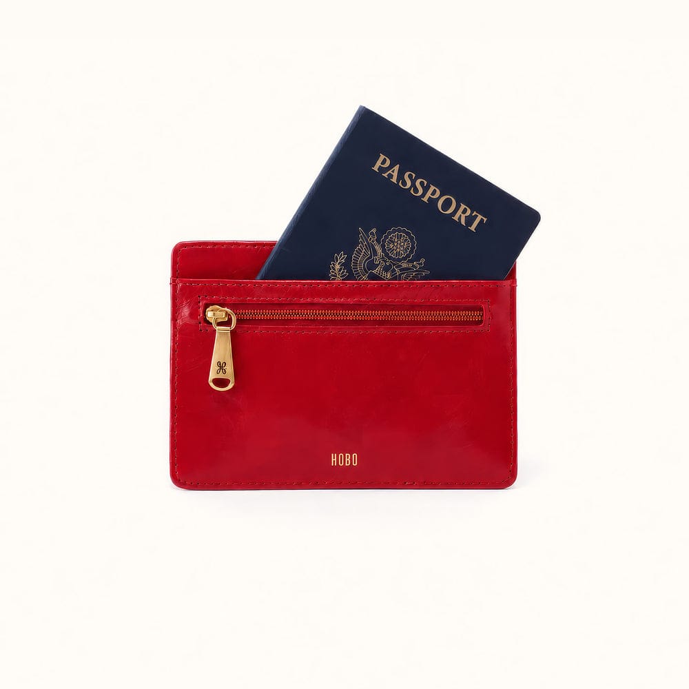 Hobo Euro Slide Card Case Polished Leather - True Red - Little Miss Muffin Children & Home