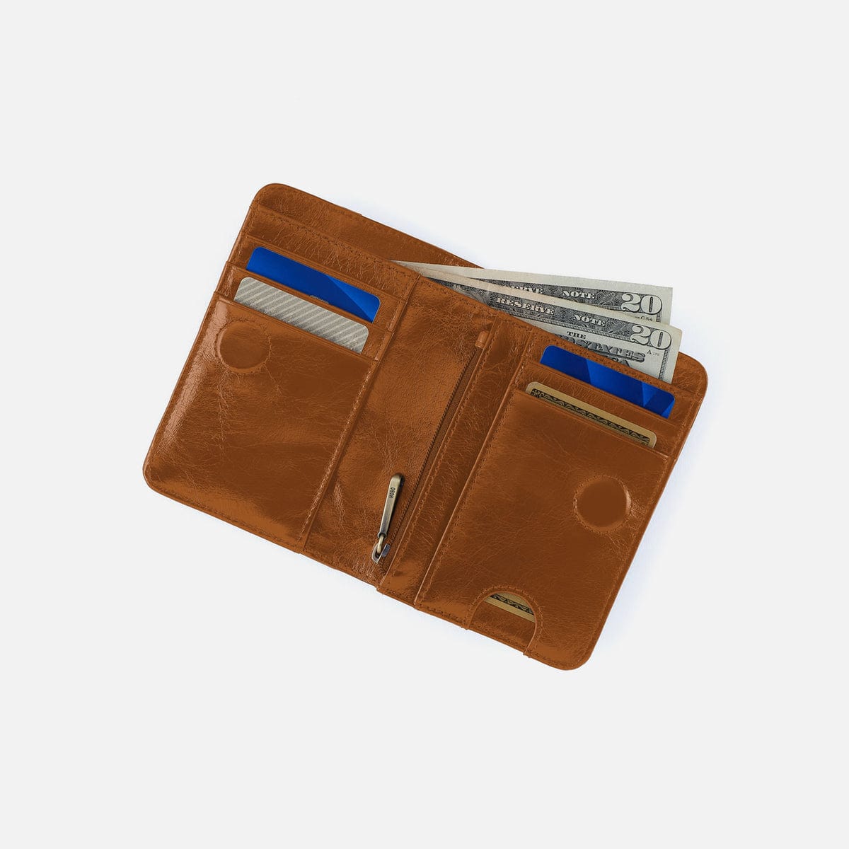 Hobo Jill Bifold Wallet in Polished Leather - Truffle - Little Miss Muffin Children & Home