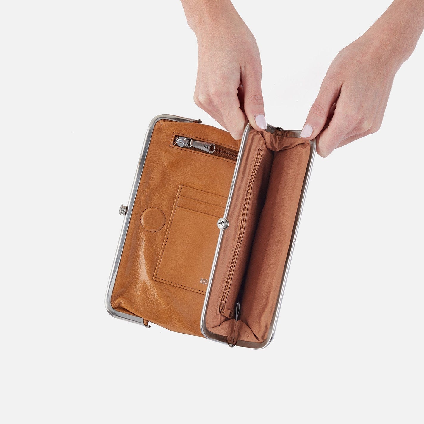 Hobo Hobo Lauren Clutch Wallet in Polished Leather in Natural - Little Miss Muffin Children & Home