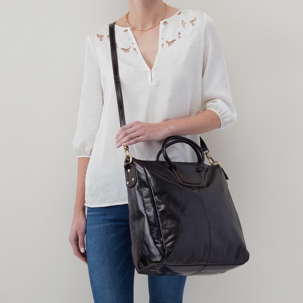 Hobo Hobo Sheila Large Satchel In Polished Leather in Chocolate - Little Miss Muffin Children & Home