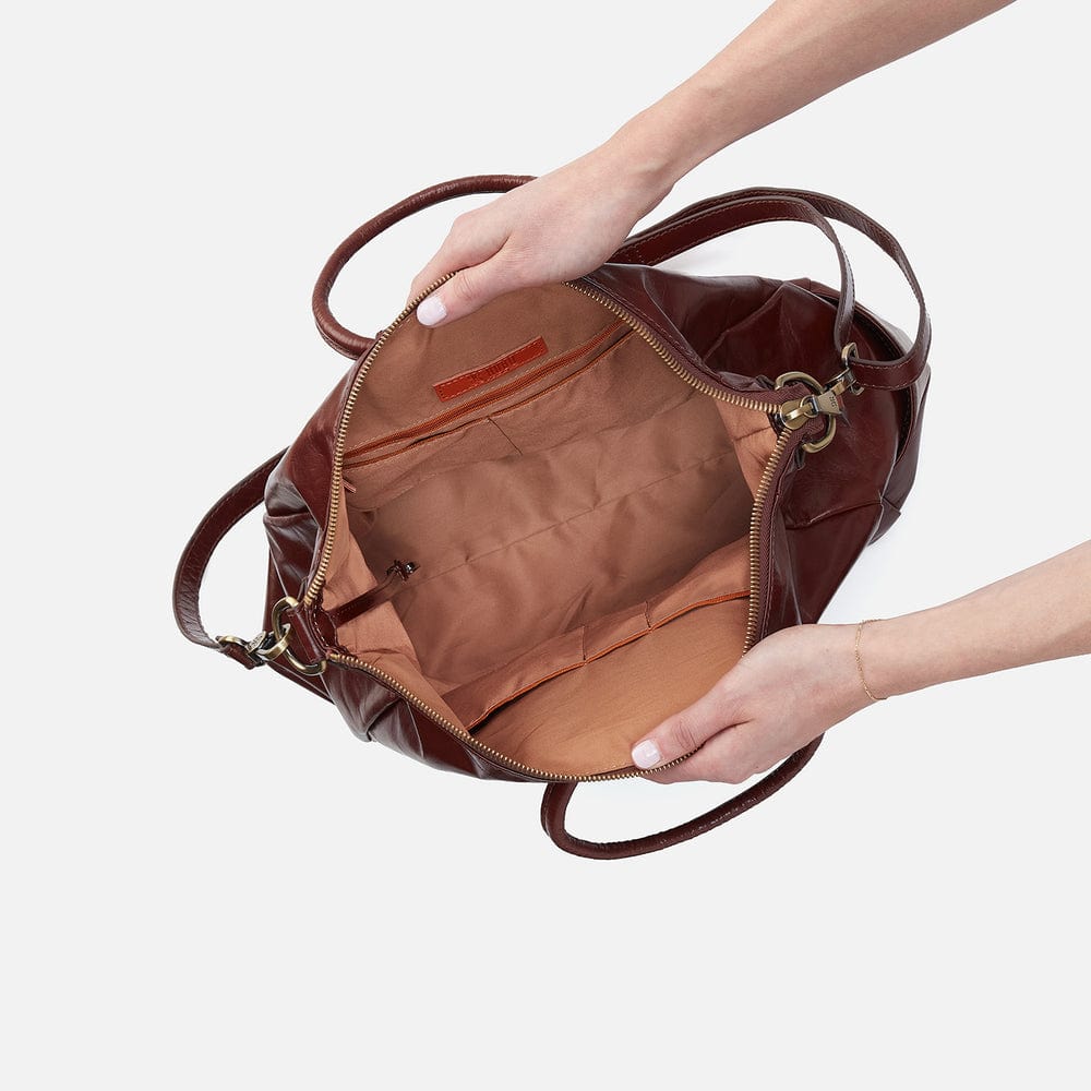 Hobo Hobo Sheila Large Satchel In Polished Leather in Chocolate - Little Miss Muffin Children & Home