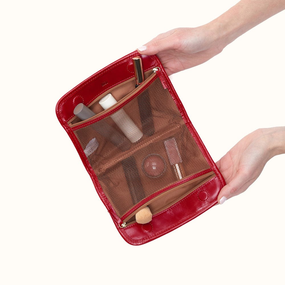 Hobo Beauty Cosmetic Pouch Polished Leather - True Red - Little Miss Muffin Children & Home