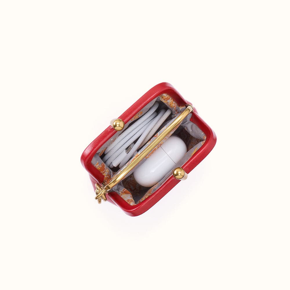 Hobo Alba Frame Clip Pouch in Polished Leather True Red - Little Miss Muffin Children & Home