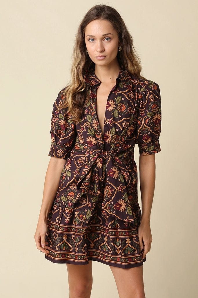 Vienna Printed Tie-Waist Mini Dress