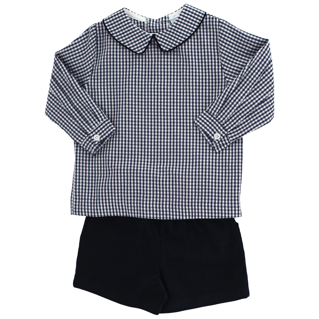Bailey Boys Bailey Boys Navy Check Boys Piped Shirt - Little Miss Muffin Children & Home