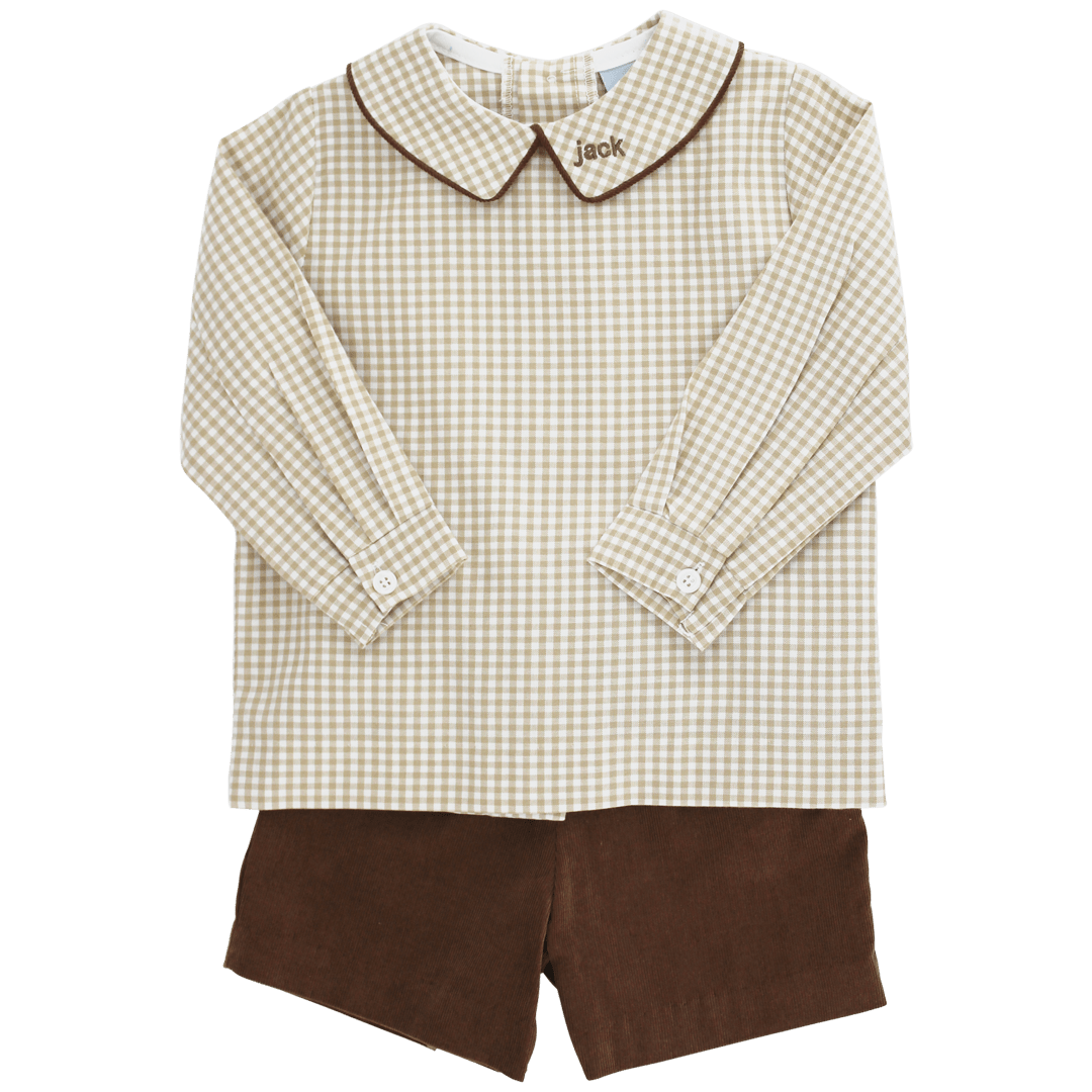 Bailey Boys Bailey Boys Khaki Check Boys Piped Shirt - Little Miss Muffin Children & Home