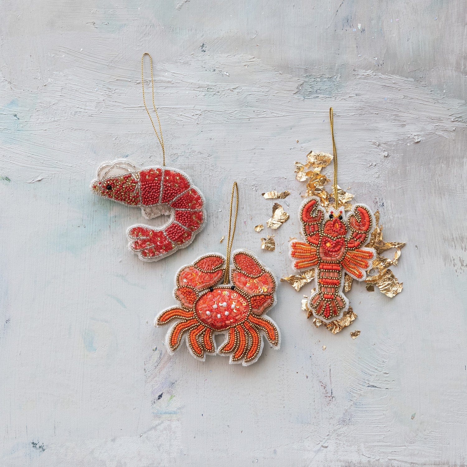 Creative Co-op Handmade Beaded Fabric Crustacean Ornament with Sequins, 3 Styles Available - Little Miss Muffin Children & Home