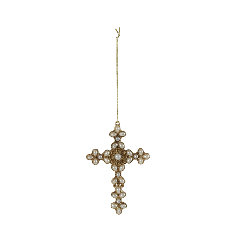 Pewter Cross Ornament with Faux Pearls - Sold Individually, 4 Available Styles